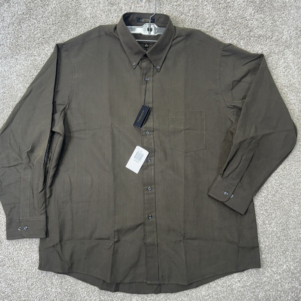Van Heusen Shirt Mens 18 34/35 Softwear Olive Green Button-down NEW